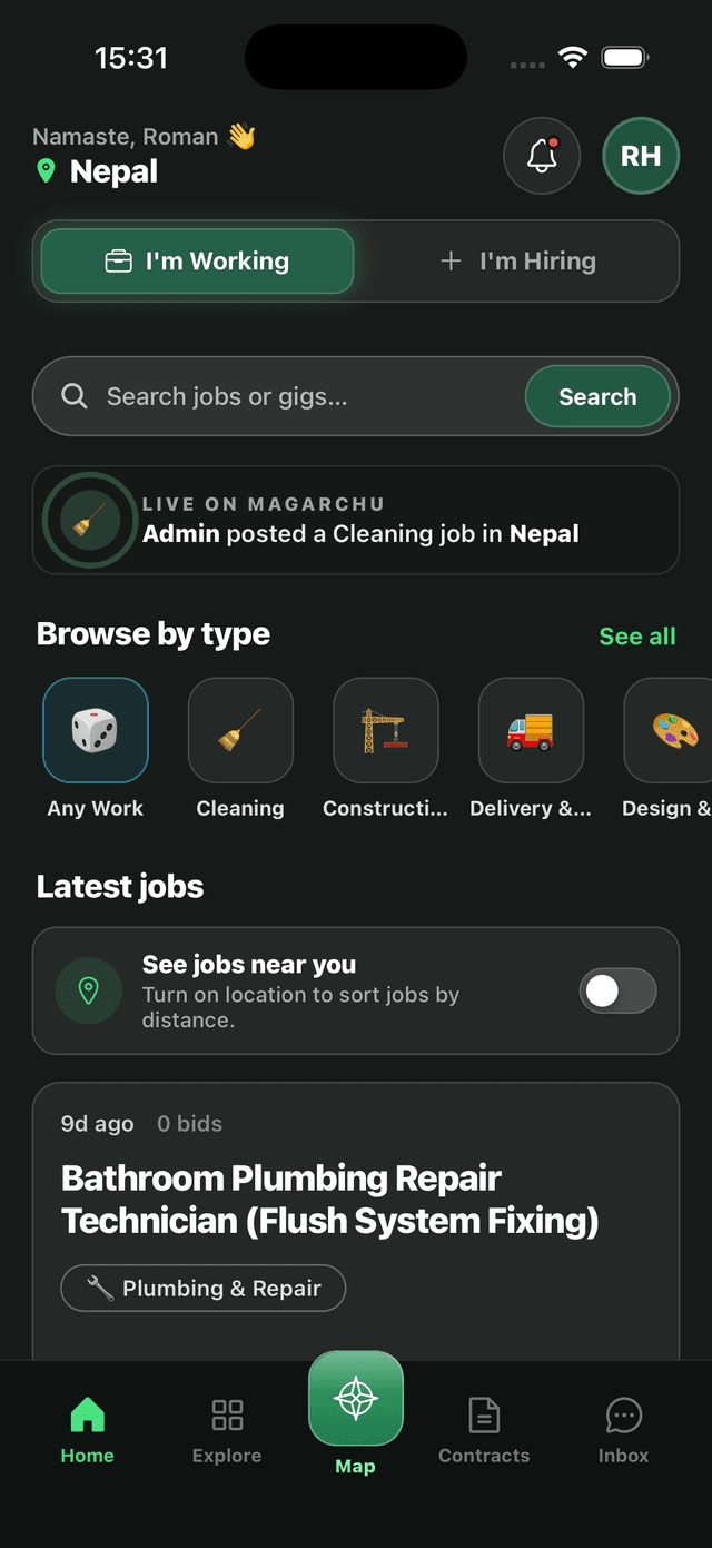 Magarchu app home screen
